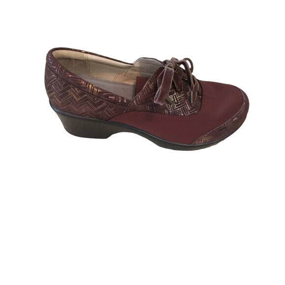 Alegria Women's Leather Shoes Size 41 Cranberry Gold Comfort Safety Work Travel - Picture 8 of 9